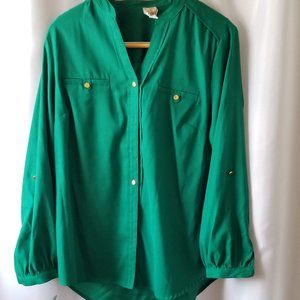 JM Collect Green Button Down Shirt w/ Gold Buttons